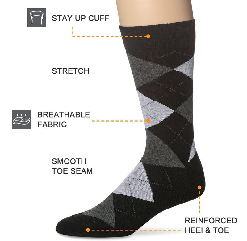 KM Legend Men's Dress Socks Classic Fine Lightweight for Formal and Casual Wear (5 Pair Pack) - Image 5